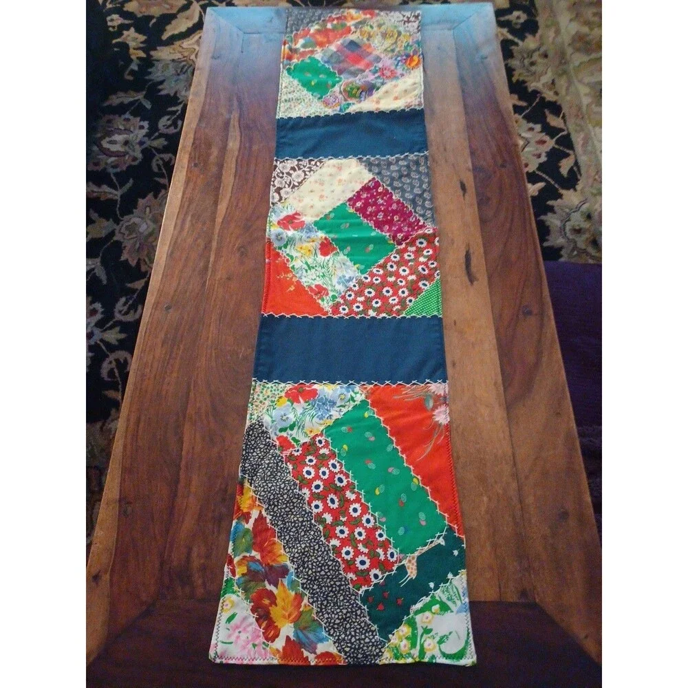 Patchwork table runner boho rustic retro colorful tapestry wallhanging handmade?